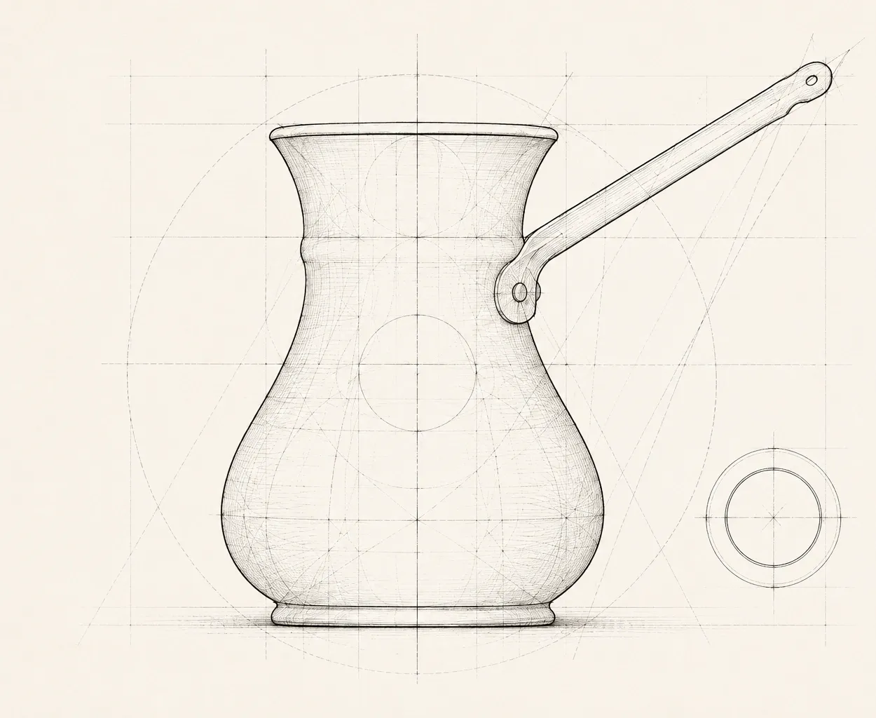 Construction drawing of a Bosnian copper džezva