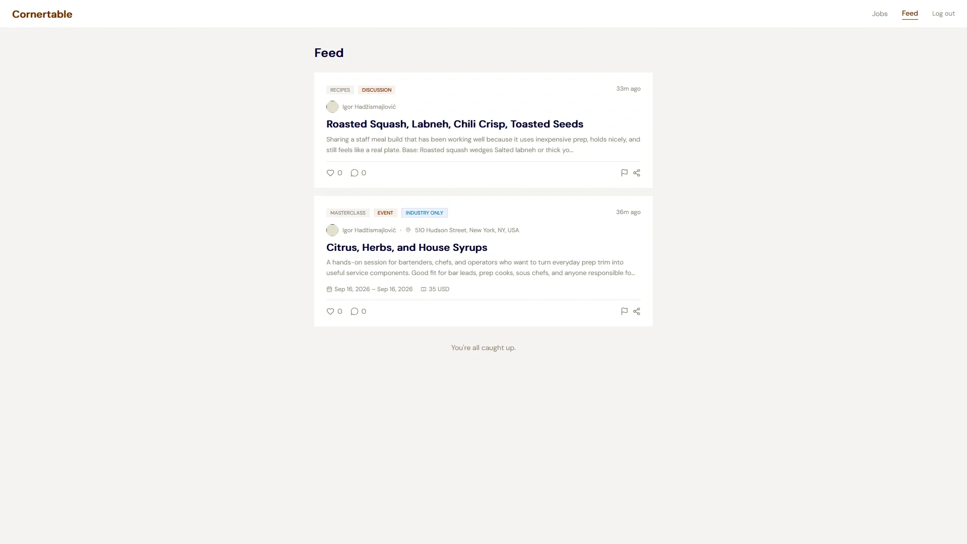 The feed in the browser